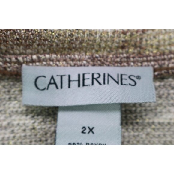Catherines 3/4 Wide Sleeve Gold Metallic Tunic-Size 2X - Picture 5 of 10